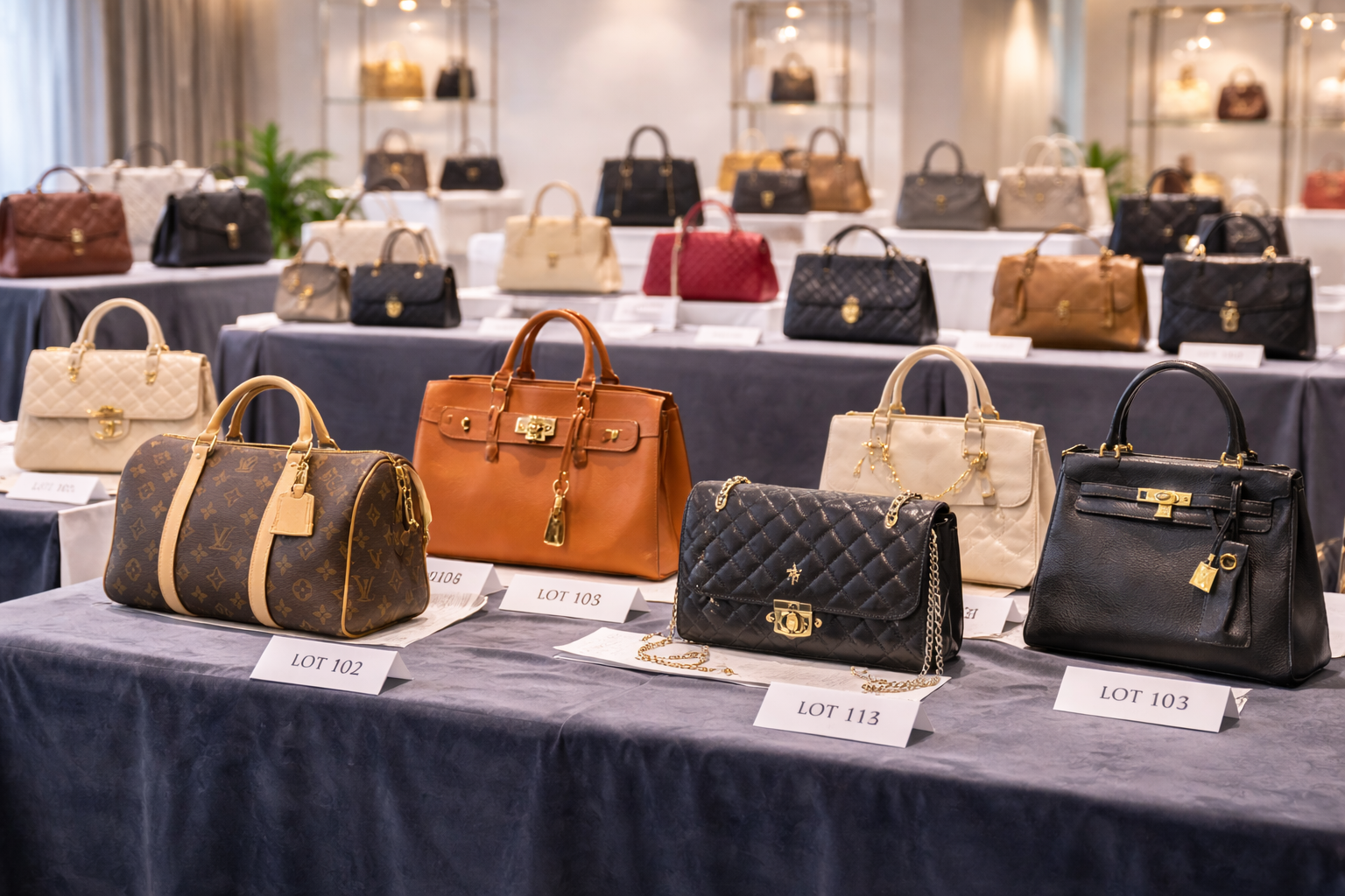 How many items are usually sold in a Japanese luxury auction?